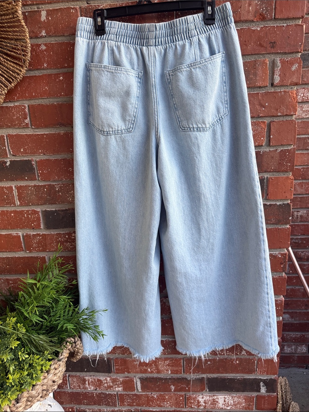 Wide Leg Denim Elastic Waist Pants - Picture 5 of 7